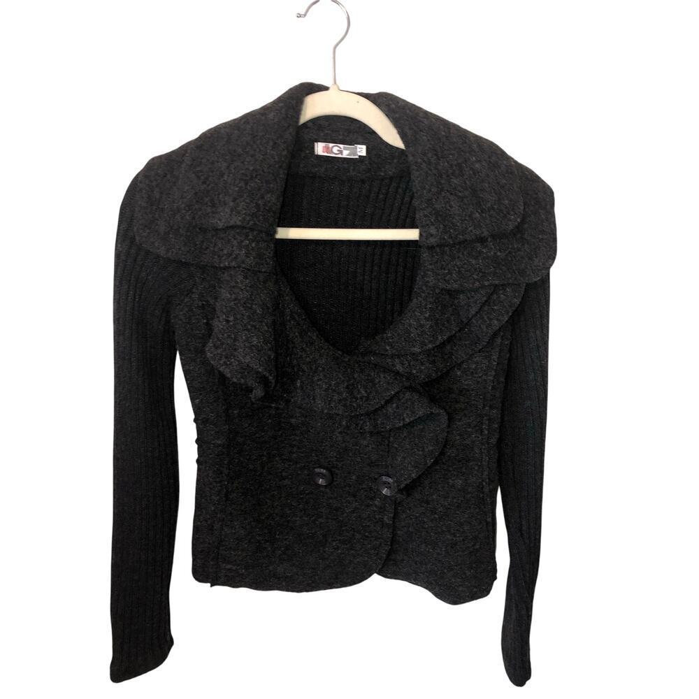 Y2K  Sweater Gary Size S Dramatic Collar Fairy Grunge Whimsigoth Wool Italy